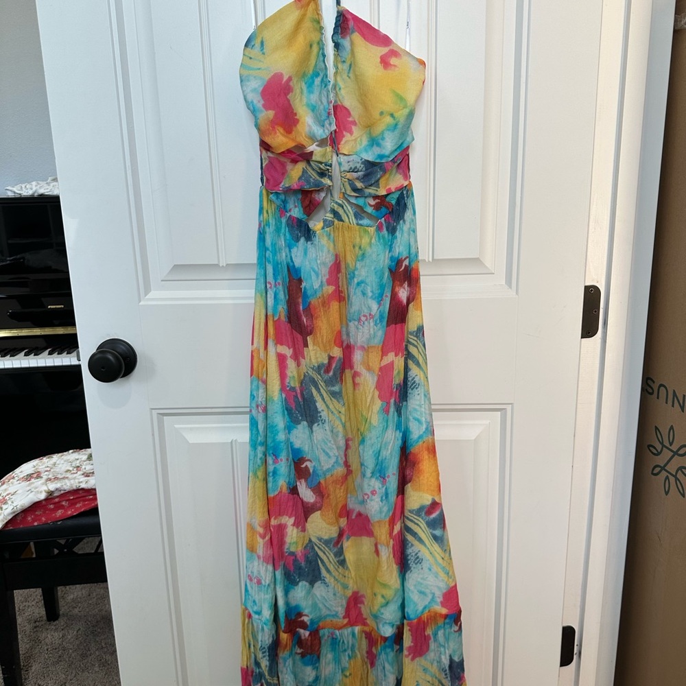 Lulu's Pink and Yellow Halter Sundress